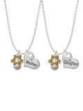 Goldtone Star of David Spinner Heart Necklaces (Set of 2) R93730