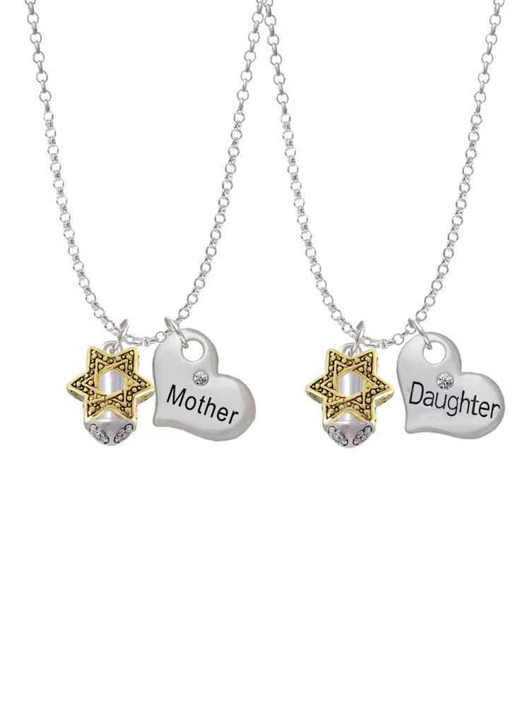 Goldtone Star of David Spinner Heart Necklaces (Set of 2) R93730