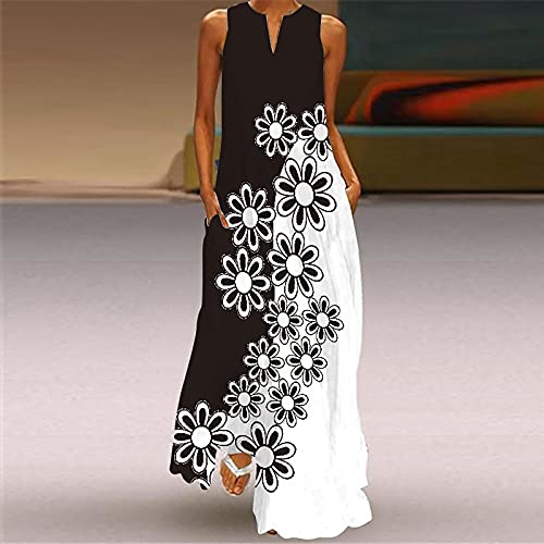 Sleeveless V Neck Loose Maxi Dress with Pocket P47150