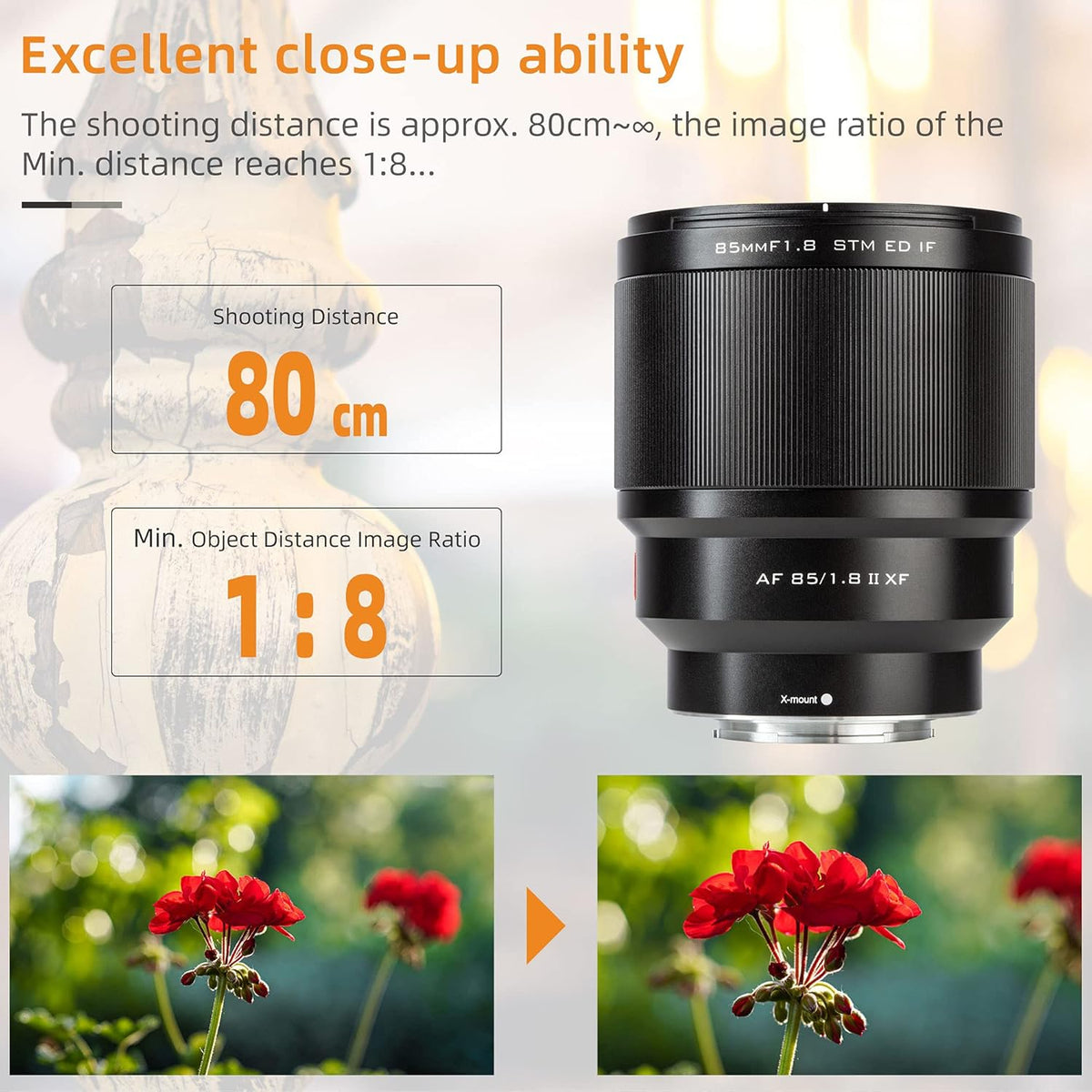 85mm F1.8 Prime Lens Medium Telephoto Portrait Lens for Fuji X Mount Camera H14273