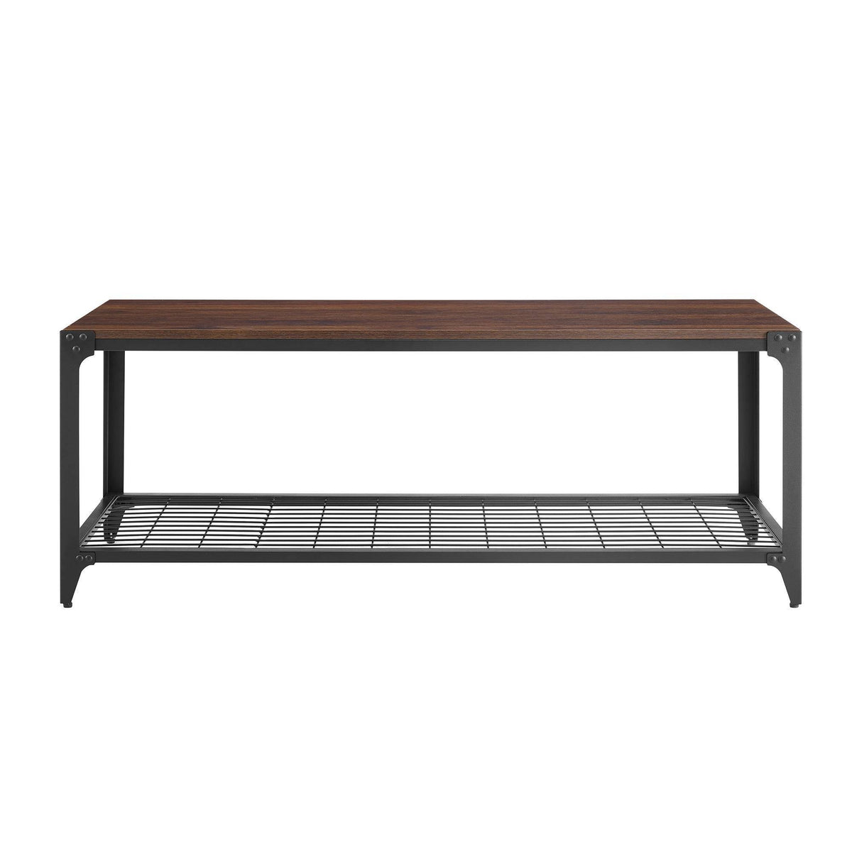 Urban Industrial Angle Iron Entry Bench Dark Walnut Z1896