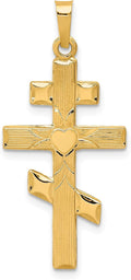 14k Yellow Gold Eastern Orthodox Cross Pendant I781