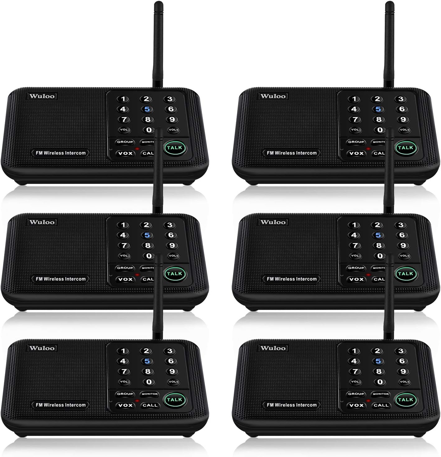 Wireless Intercom System 4 Packs Black 10 Channel 3 Code T472