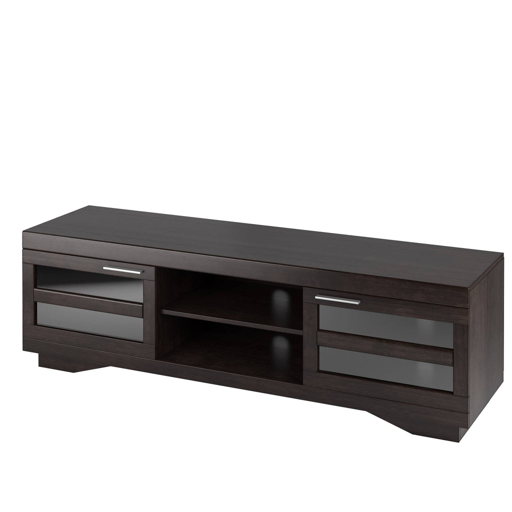 Mocha Black 66-Inch Wood Veneer TV Bench Y36159