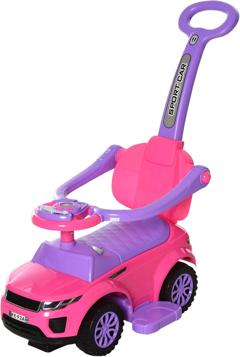 Red 3 in 1 Kid Ride on Push Car Stroller Sliding Walking Car with Horn Music Light Function Secure Bar Ride on Toy S184796