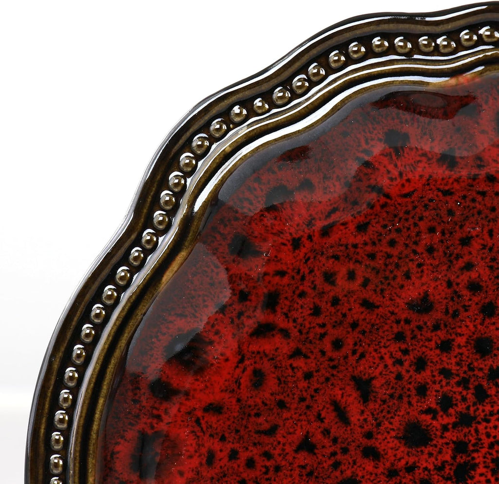 6 Piece Stoneware Dinner Plate Set Red B6918