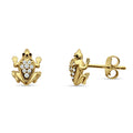 14K Yellow Gold Frog Stud Earrings E144