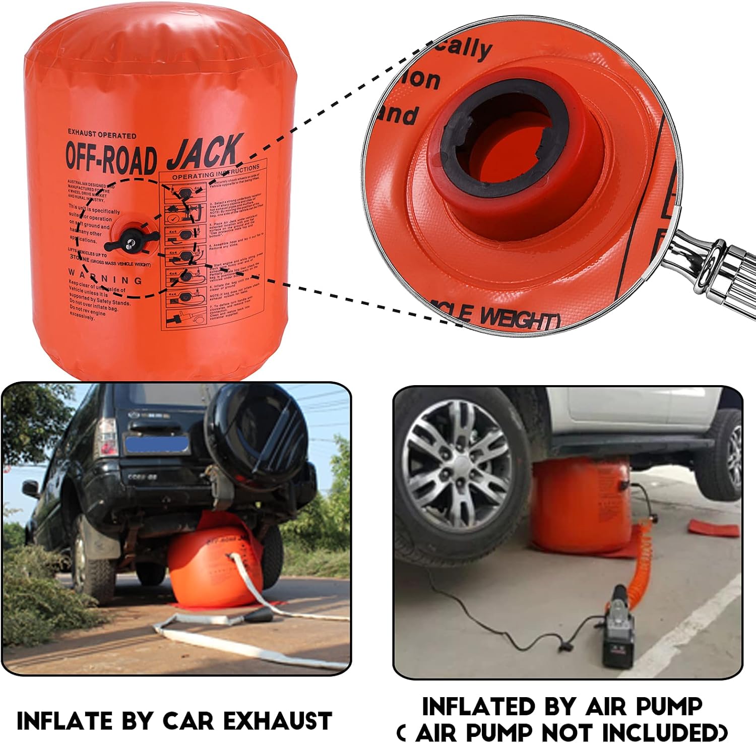 4T Exhaust Air Jack Inflatable Car Jack for Vehicle SUV Truck T869588