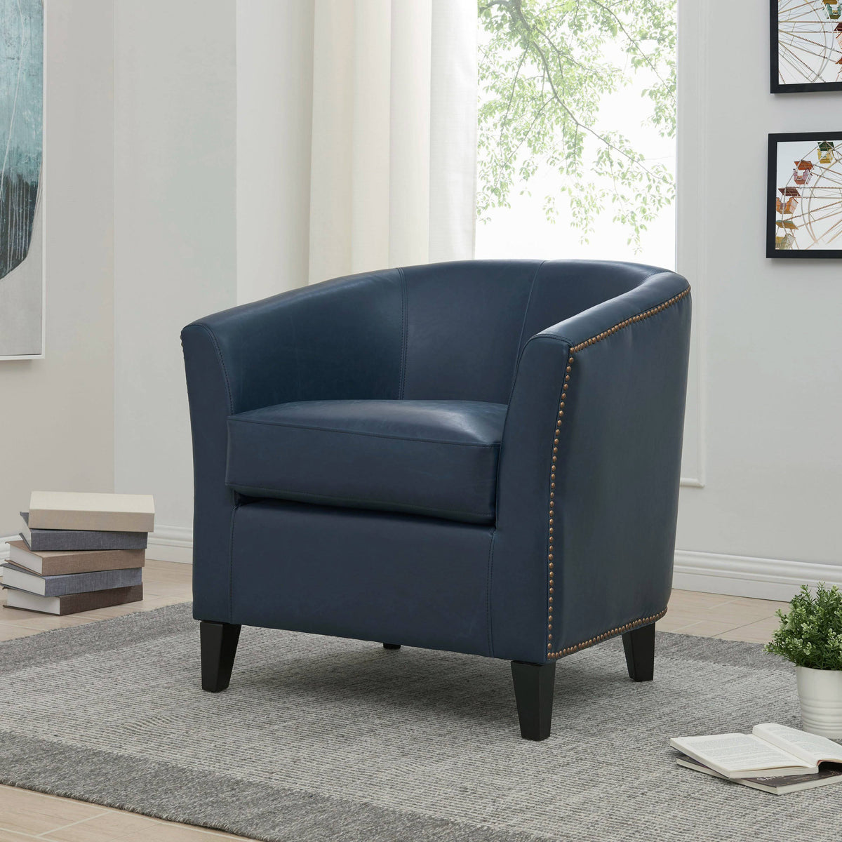 Vintage Blue Bonded Leather Tub Chair B257814