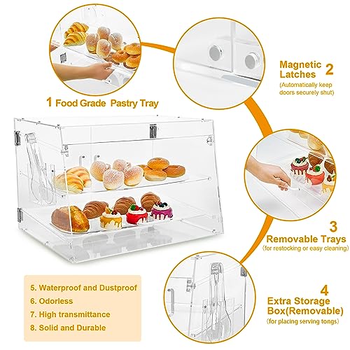 3 Tray Acrylic Pastry Display Case with Serving Tong R6264
