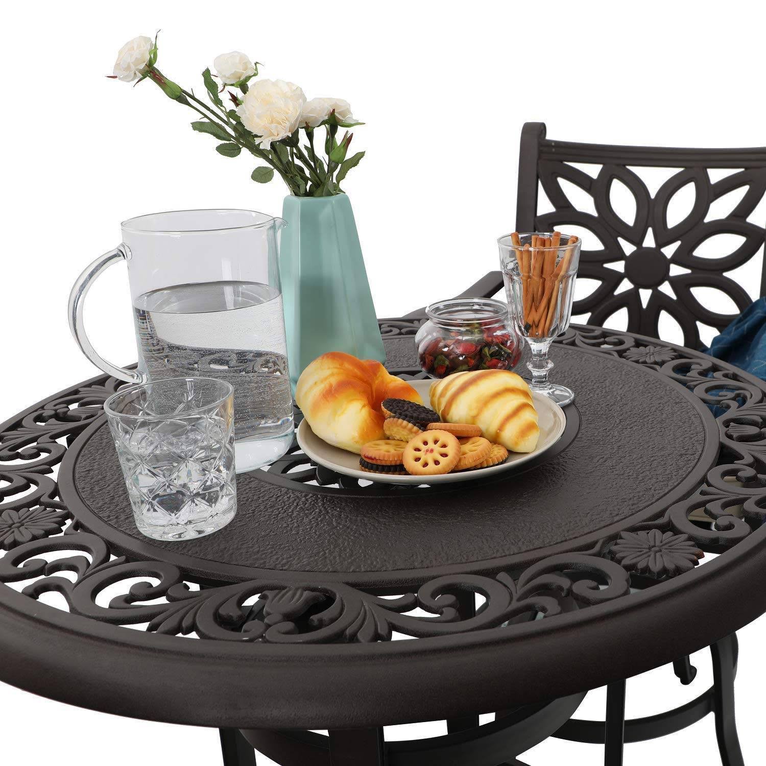 Cast Aluminum Pub Height Outdoor Swivel Bar Bistro Set 1 Table C350807