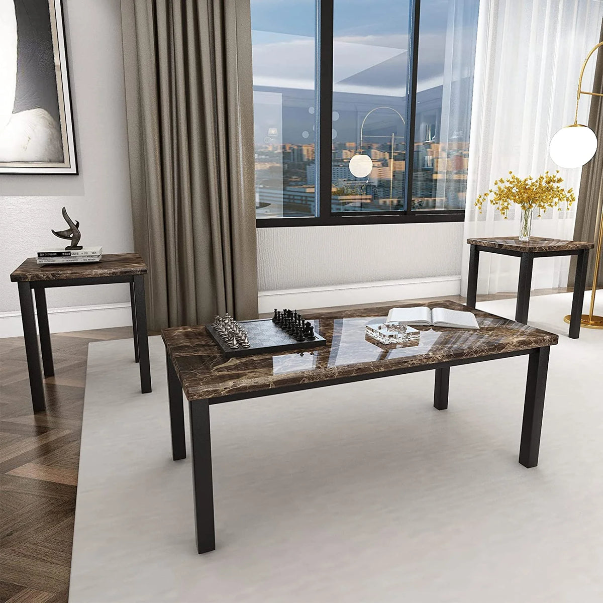 3 Piece Coffee Table Set with 2 End Tables N152650