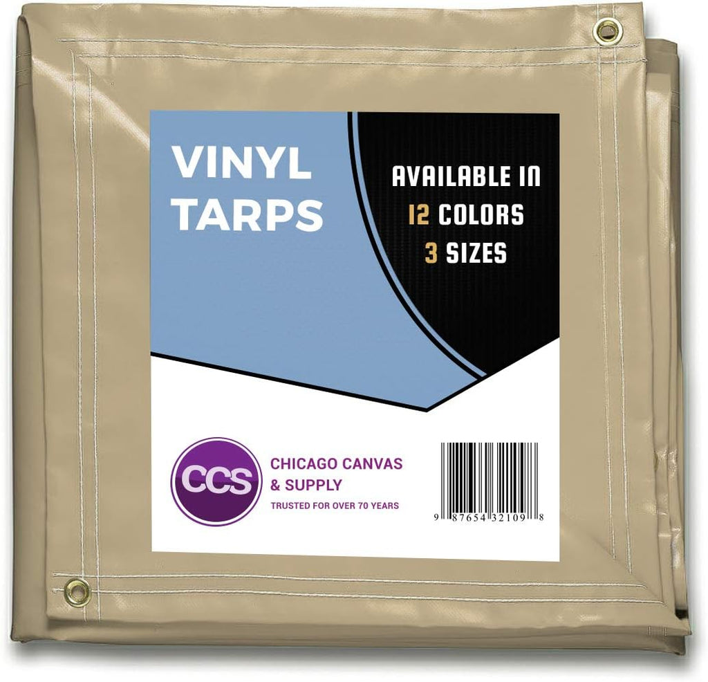 White 10 by 12 Feet Waterproof Vinyl Tarp with Rustproof Grommets E5950