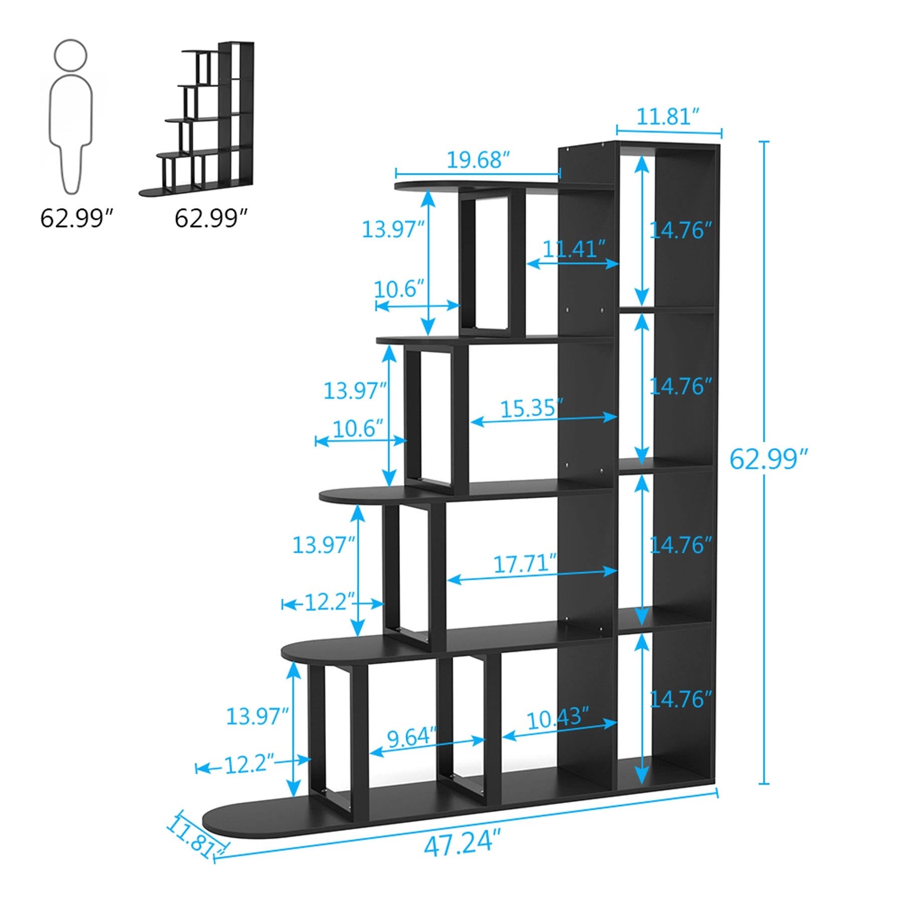 5-Tier Black Corner Ladder Shelf K352