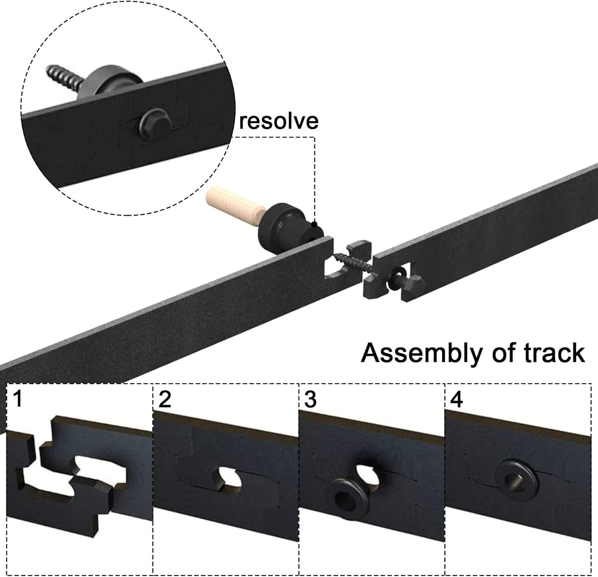 3.5FT/42'' Bi-Folding Sliding Barn Door Hardware Kit Heavy Duty X53644