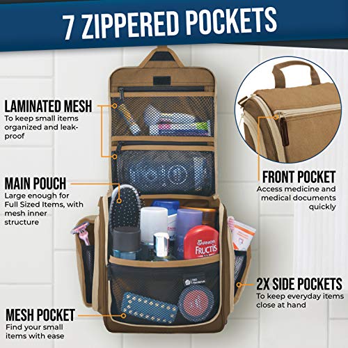 Large Hanging Travel Toiletry Bag with 10 Compartments, Water-Resistant Nylon I895