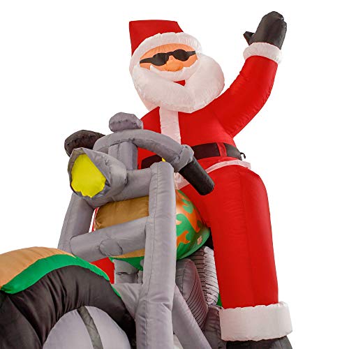 7.5 FT Inflatable Santa Claus Riding a Motorcycle with LED Lights E940