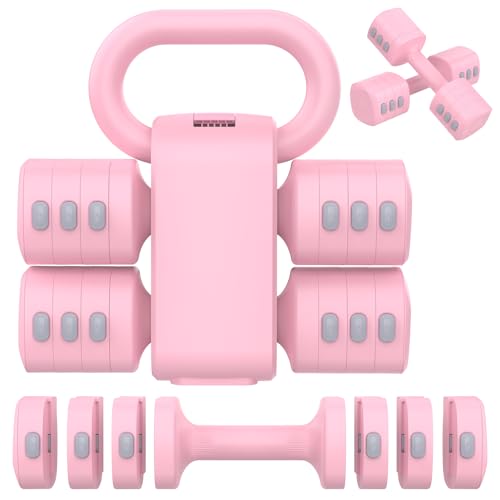 2-in-1 Adjustable Dumbbells Set, 4 Levels Weight, Each 2.2/3.3/4.4/5.5lb Hand Weights with Kettlebell Form X6452