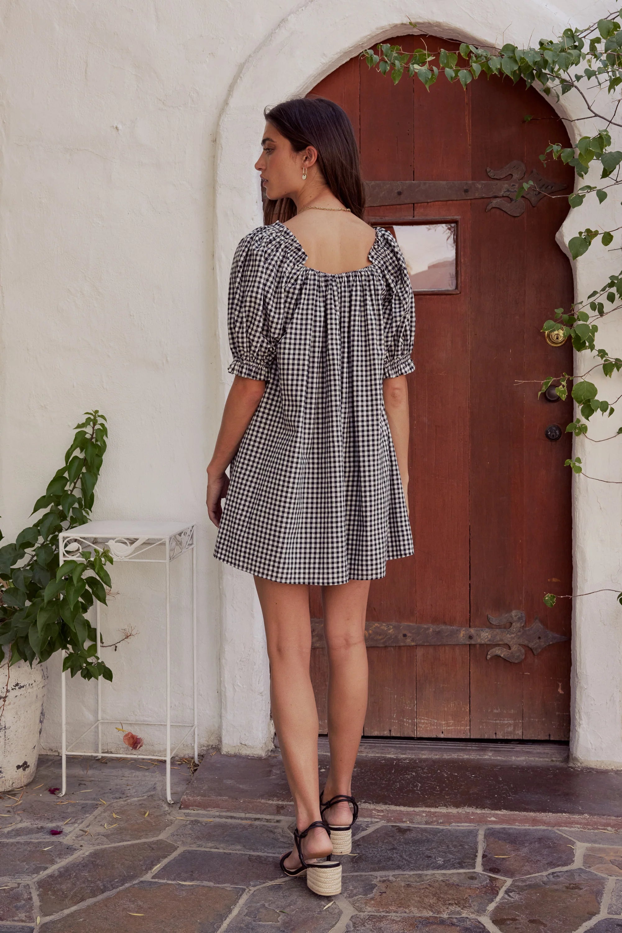 Black Gingham Mini Dress S660
