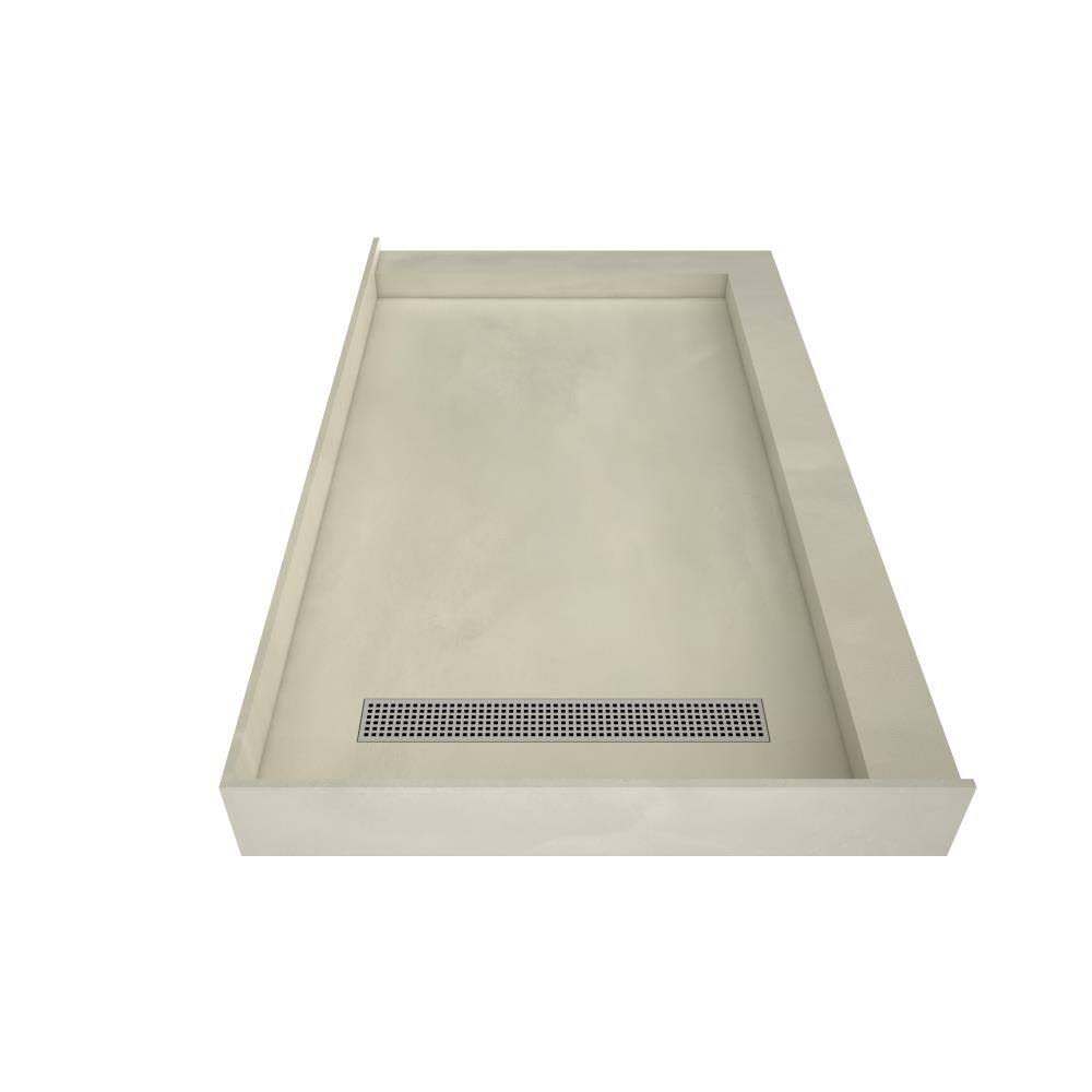 Double Threshold Shower Base with Drain Grate Tile Redi W389