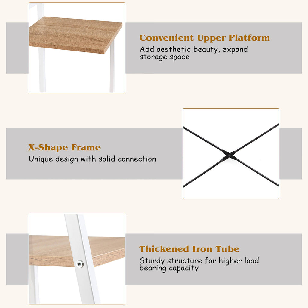 Natural Computer Desk with Shelves C68239