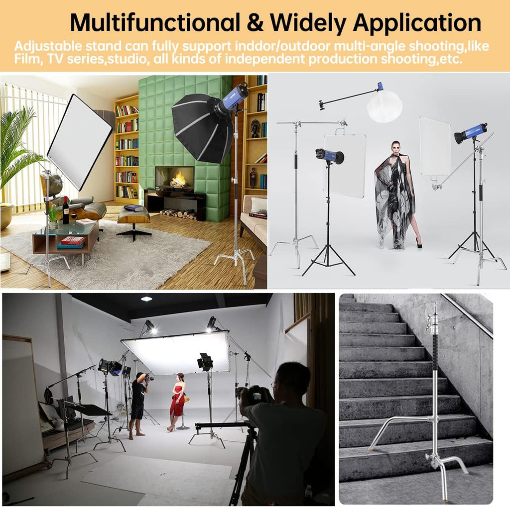 10.8ft Stainless-Steel C Stand with Boom Arm, 2pcs Grip Heads X600210