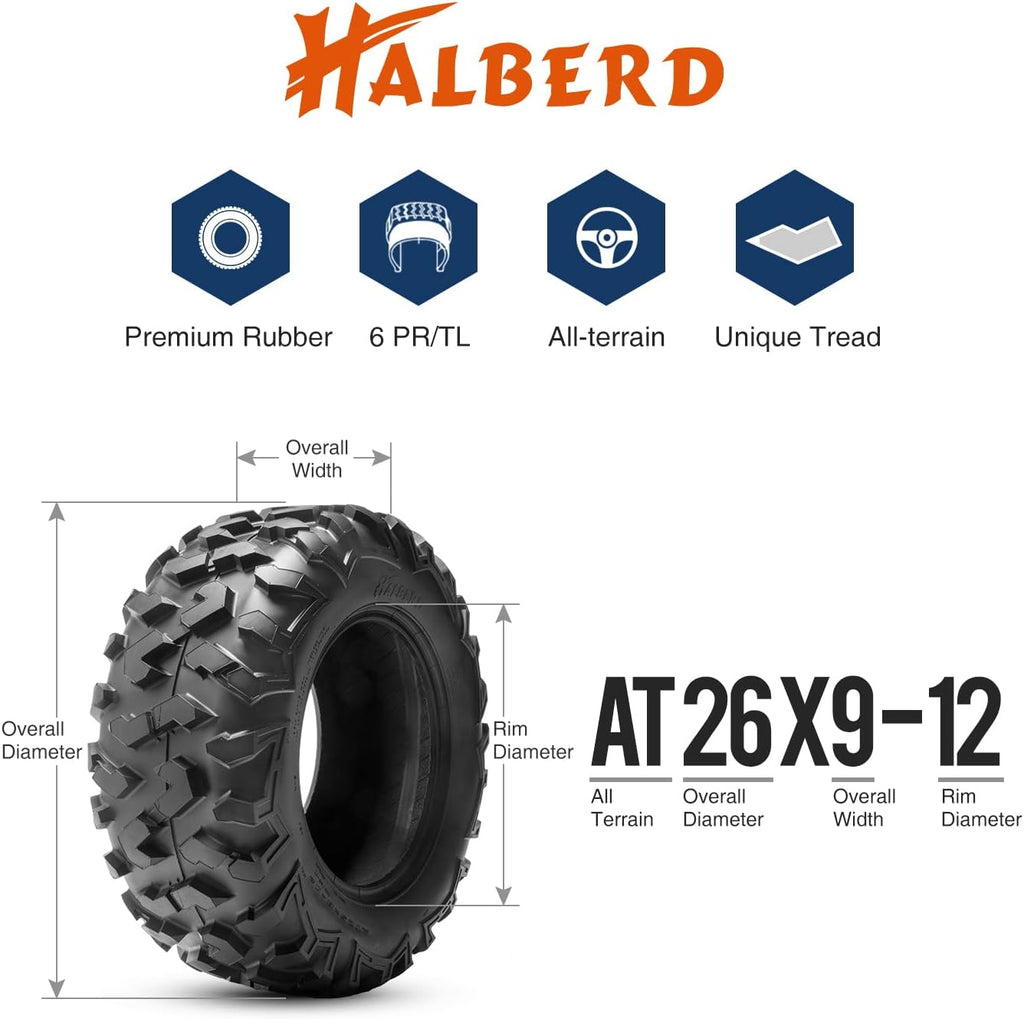 26x9-12 & 26x11-12 6PR All Terrain ATV UTV Off-Road Tires (Set of 4) O331967
