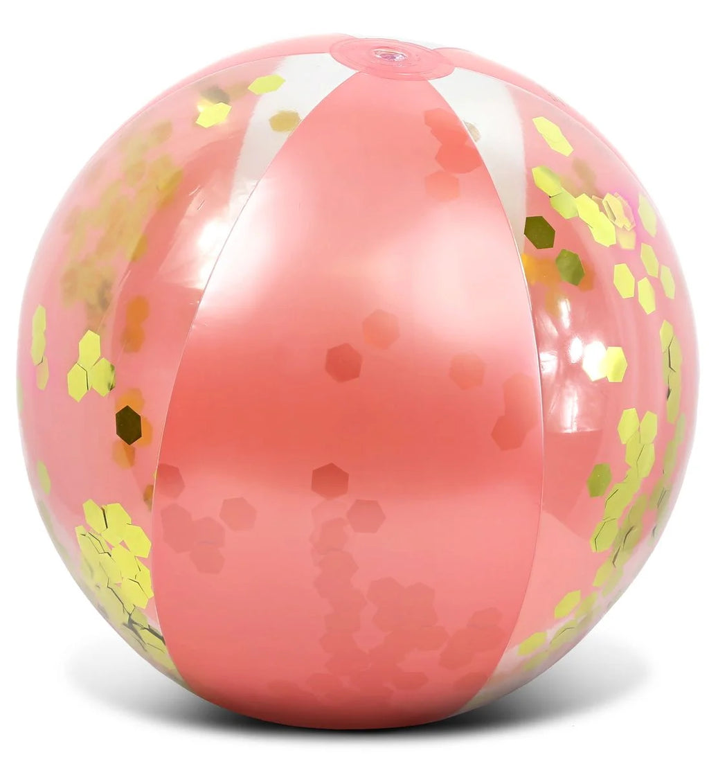 Inflatable Beach Balls Gold and Rose Gold Confetti 16 Inch Vinyl Pool Toy (2 Items) J66007