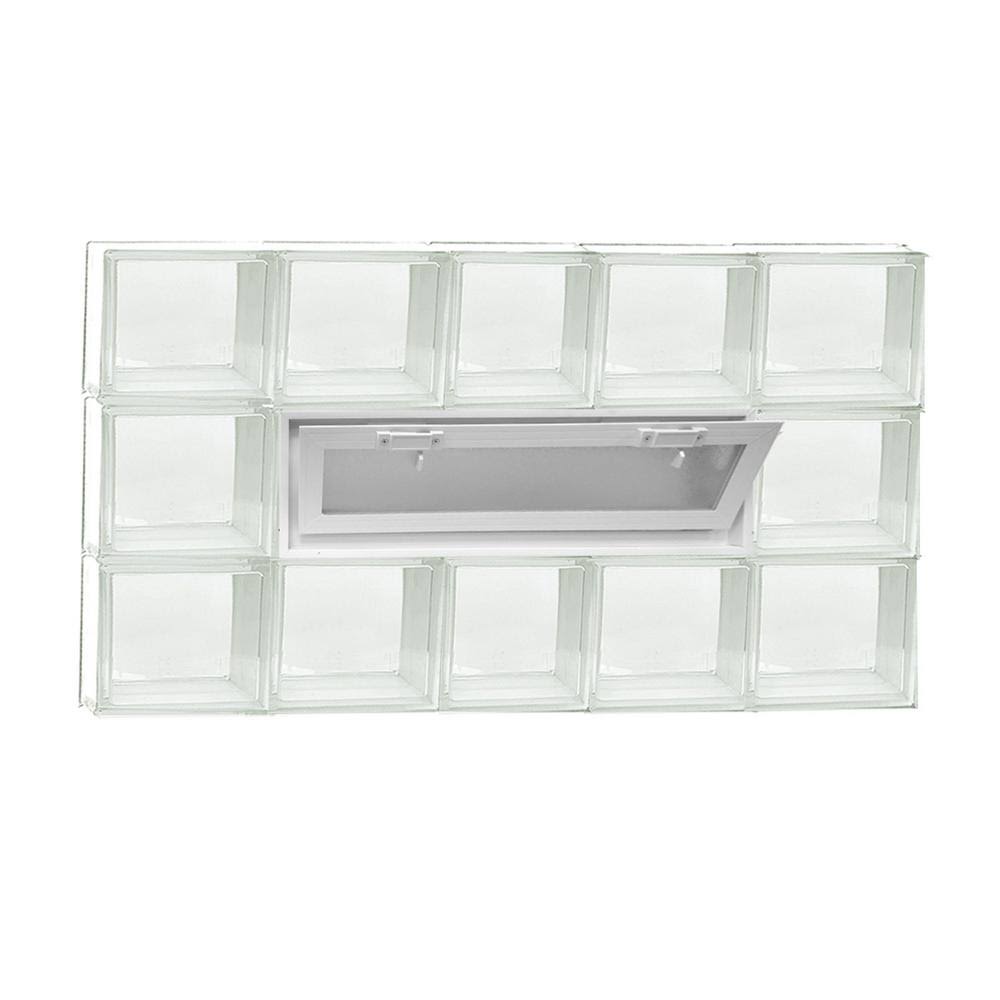 Frameless Vented Clear Glass Block Window B107544