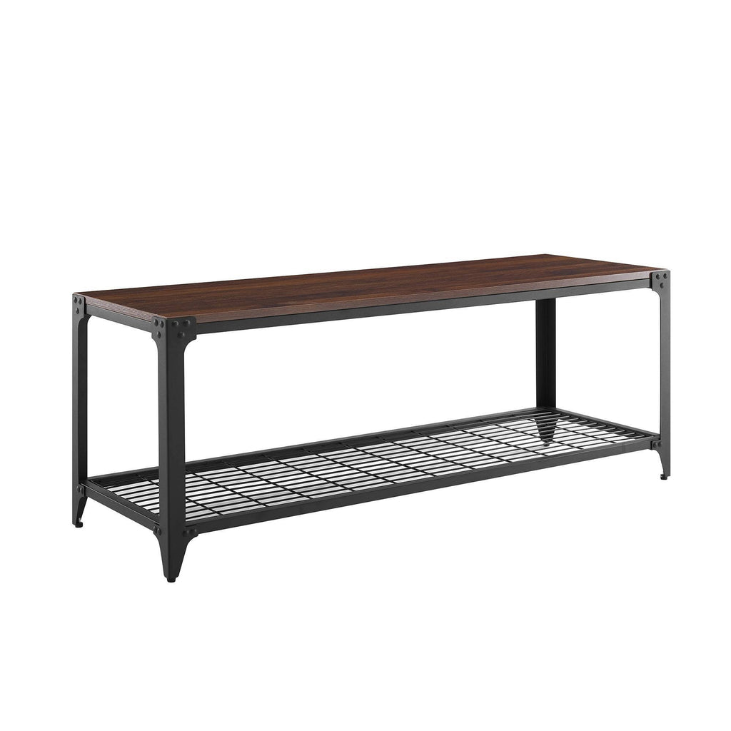 Urban Industrial Angle Iron Entry Bench Dark Walnut Z1896