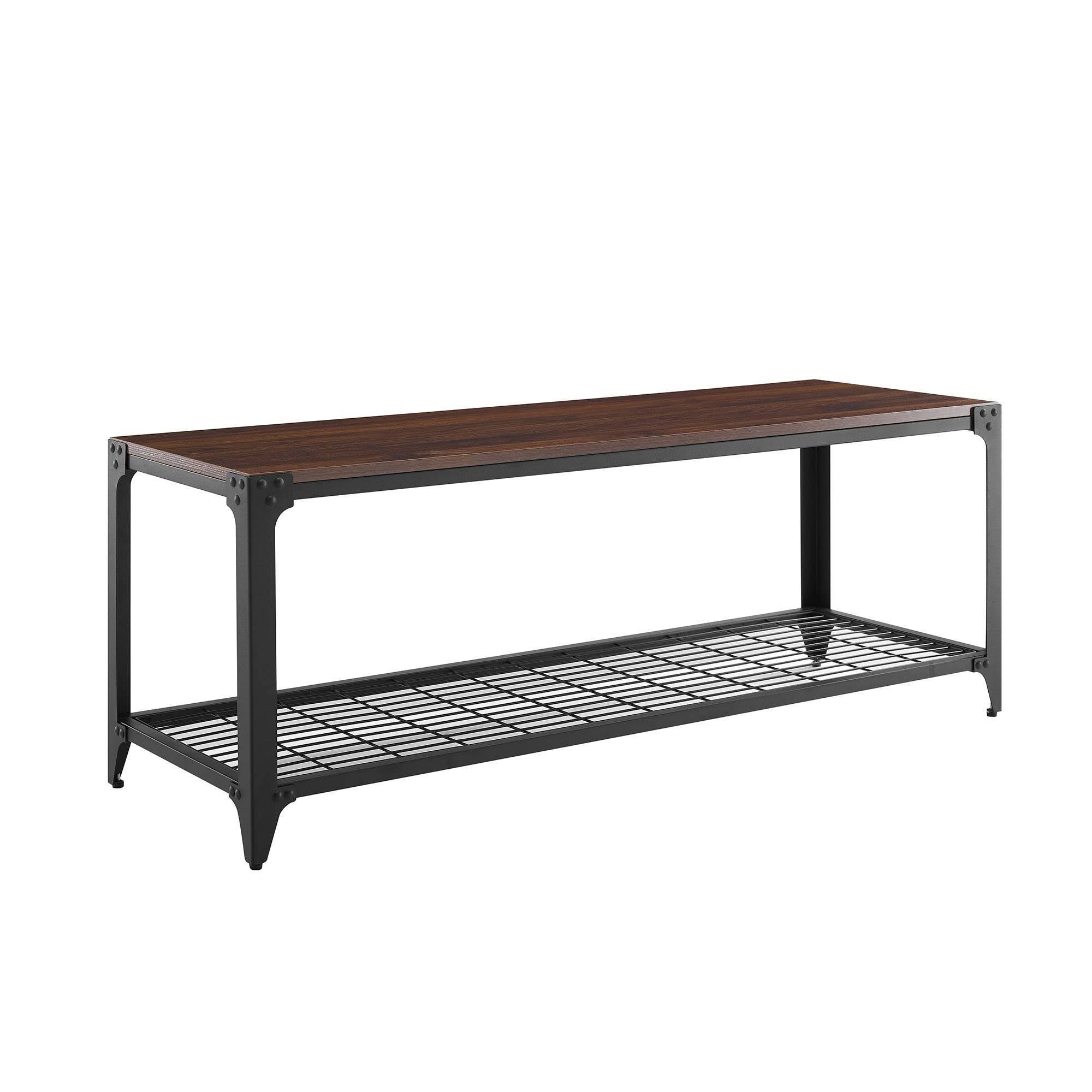 Urban Industrial Angle Iron Entry Bench Dark Walnut Z1896