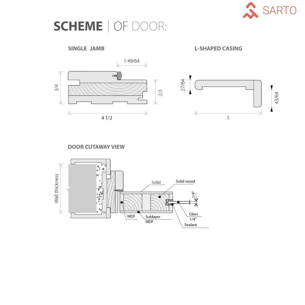 Solid French Double Doors 84 x 84 inches with Frosted Glass N3685