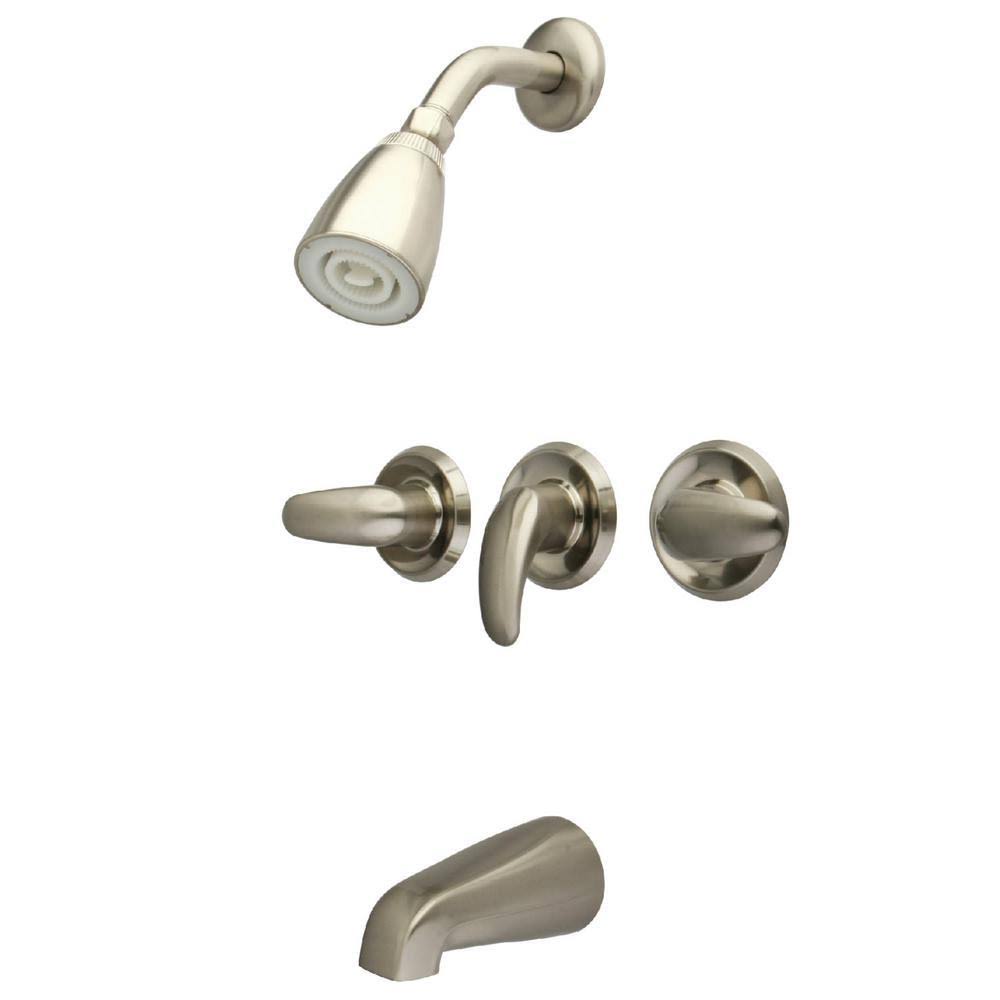 Brushed Nickel 3-Handle Tub and Shower Faucet F215933