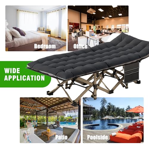 Oversize 31.5in Width Folding Camping Cot with Pad and Carry Bag S7263