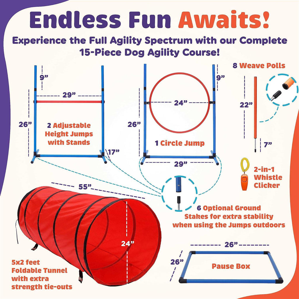15 Piece Dog Agility Training Equipment Set E783672