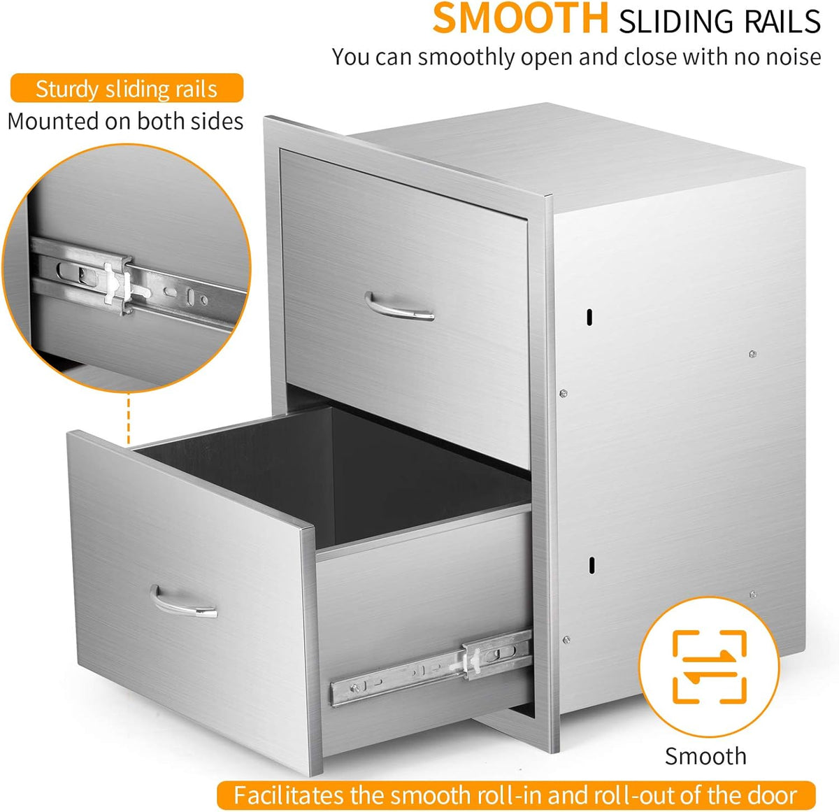 Stainless Steel 2-Layer Barbecue Drawers with Handles T8162