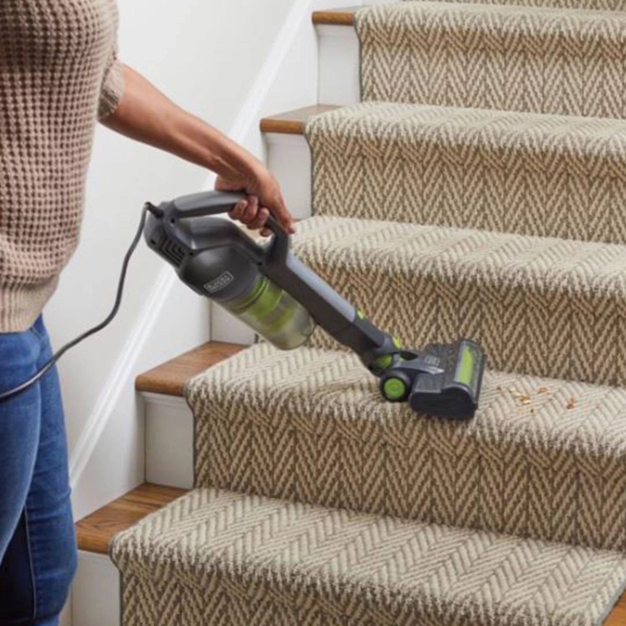 Gray and Green Stick Vacuum Cleaner with HEPA Filter A113