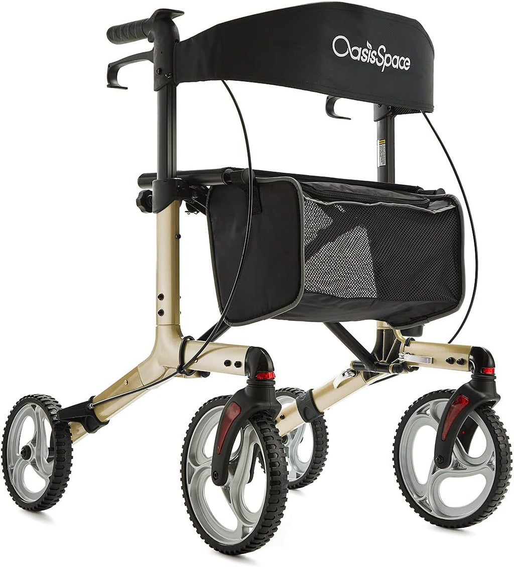 Aluminum Rollator Walker with Seat, 10'' Wheels, Compact Folding Design, Carry Bag T69222