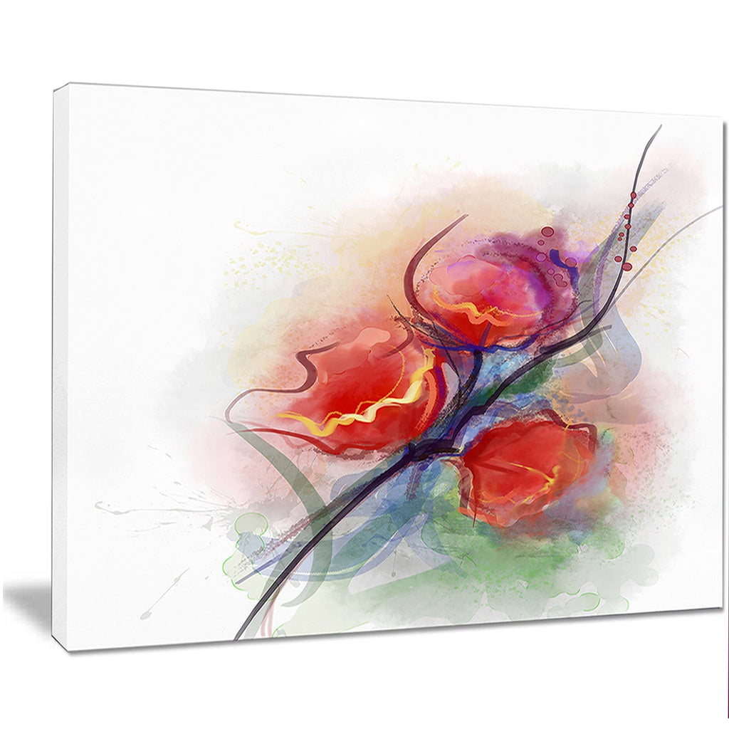 Red 4 Piece Wrapped Canvas Painting Print Set L242891