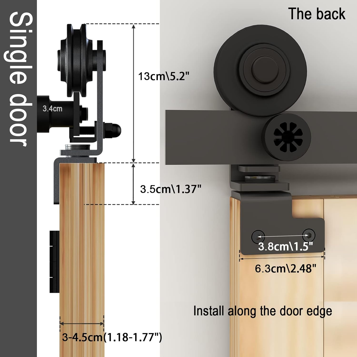 3.5FT/42'' Bi-Folding Sliding Barn Door Hardware Kit Heavy Duty X53644