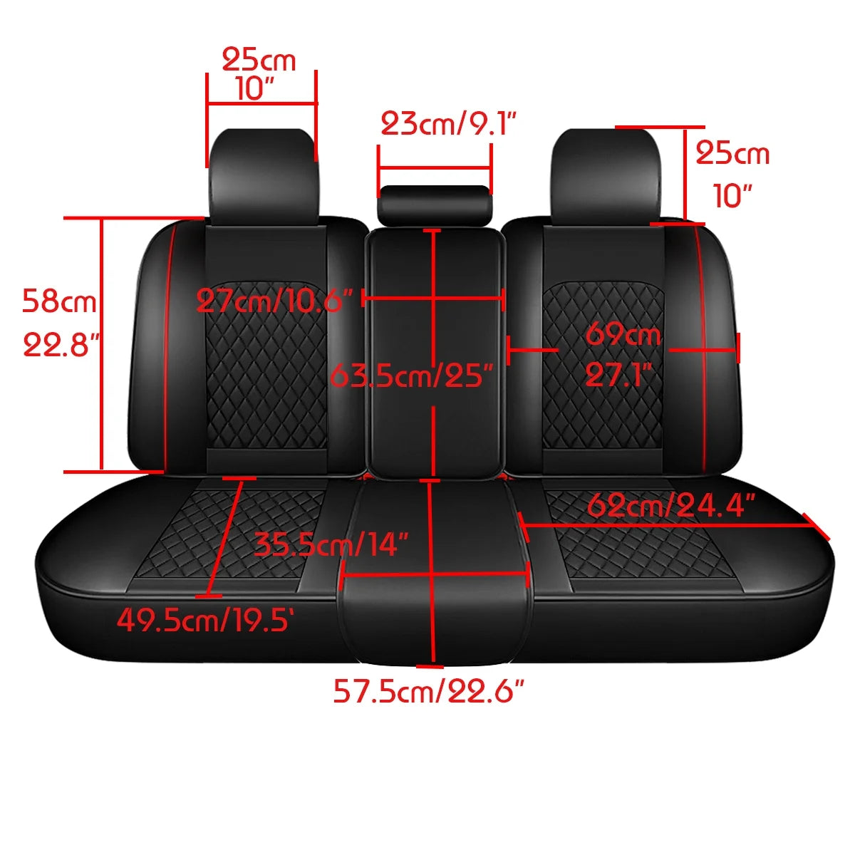 Black Waterproof Leather Full Set Car Seat Cover B9701