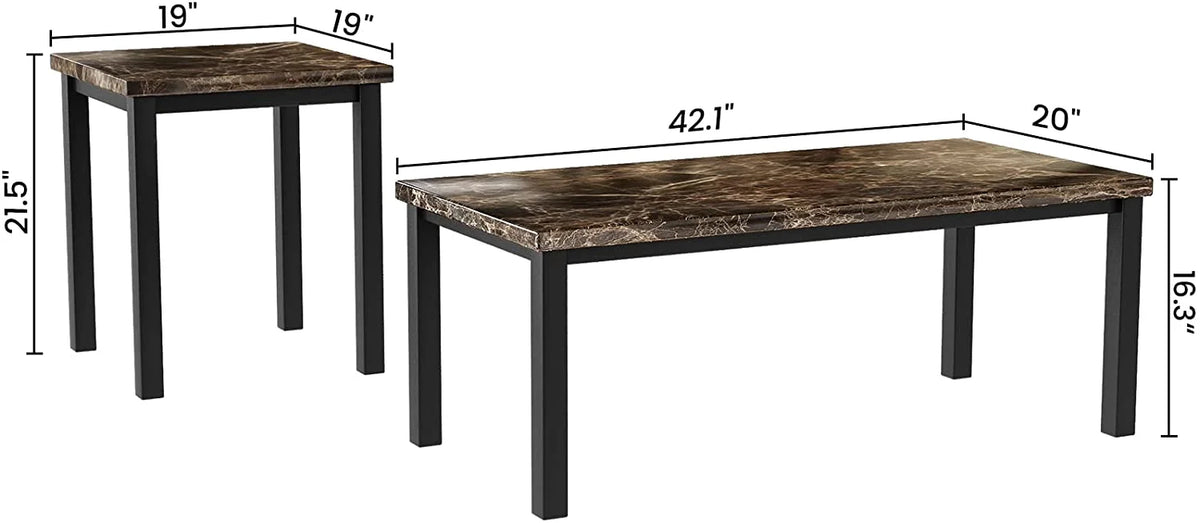 3 Piece Coffee Table Set with 2 End Tables N152650