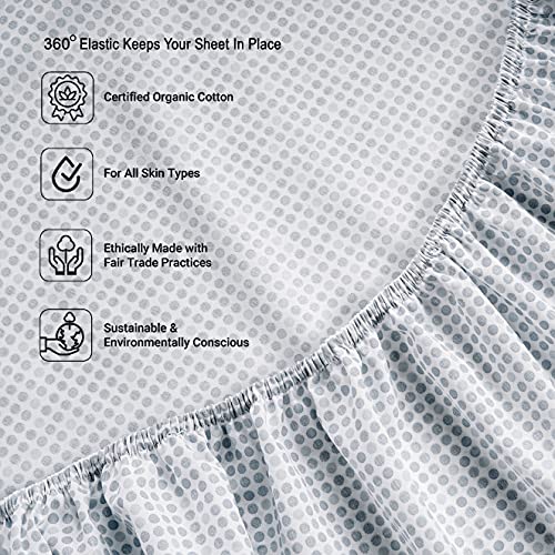 Queen Fitted Sheet, 100% Organic Cotton, 3 Pc Set, Percale Weave M558190