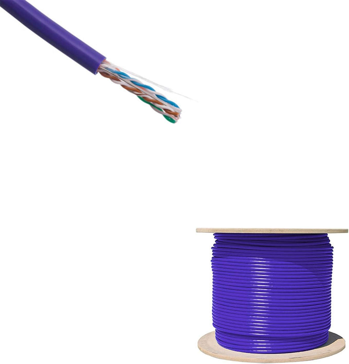 White Cat6 1000 ft Bulk Ethernet Cable, Bare Solid Copper UTP, 23 AWG I180662