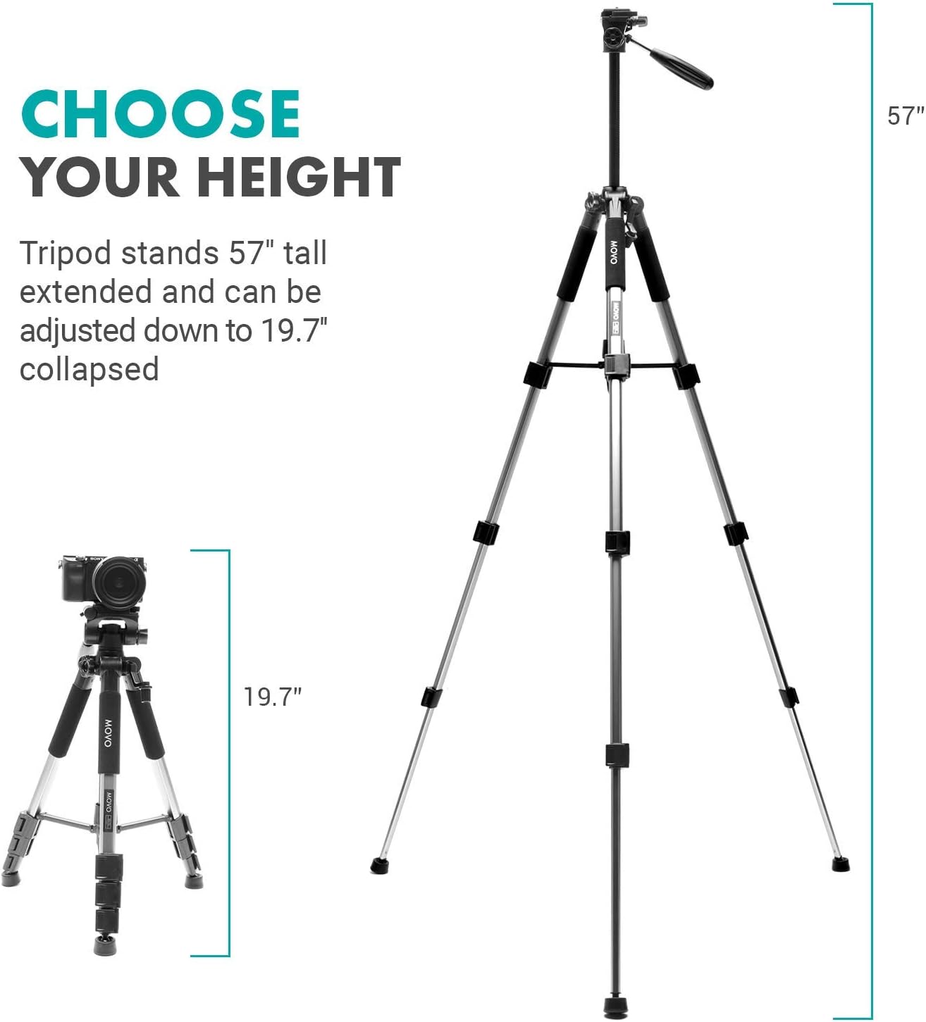 Vlog Kit with Adjustable Mobile Phone Holder and Camera Tripod T426
