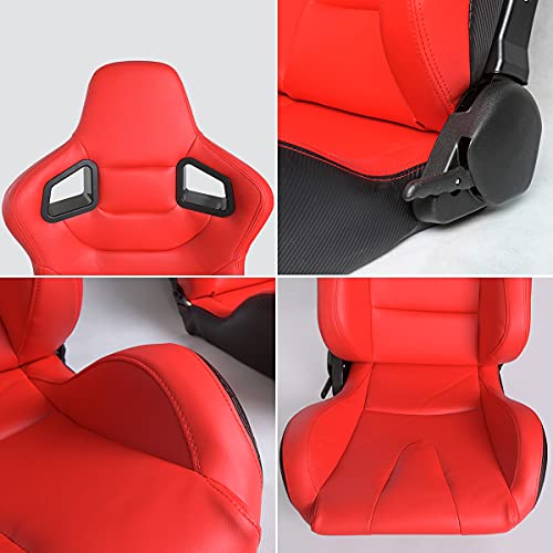 Black & Beige PVC Leather Bucket Seats with Sliders D83907