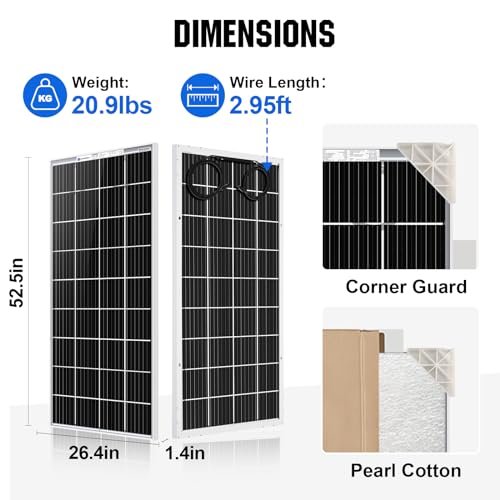 100 Watt 12 Volt Monocrystalline Rigid Solar Panel R53016