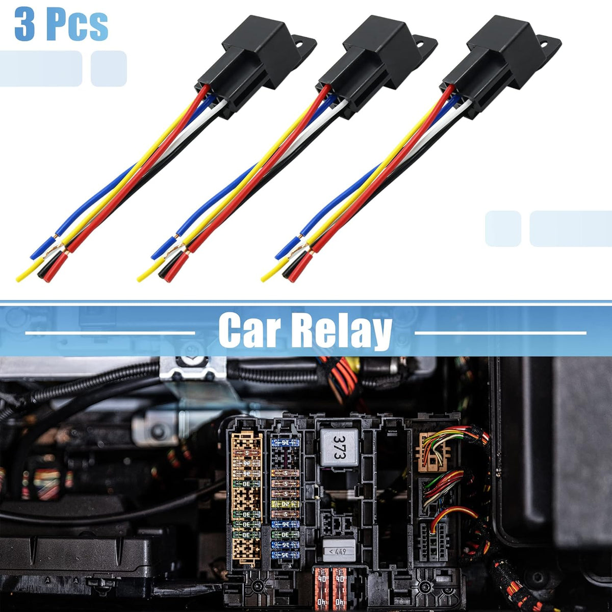 3pcs 5 Pin DC 36V 40A Car Motor Relay with Harness O18982