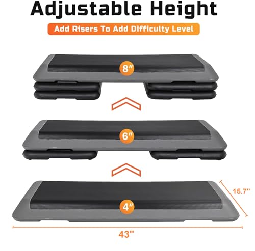 43'' Adjustable Fitness Stepper with 4 Stackable Risers G794