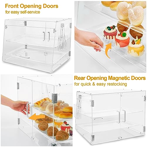 3 Tray Acrylic Pastry Display Case with Serving Tong R6264